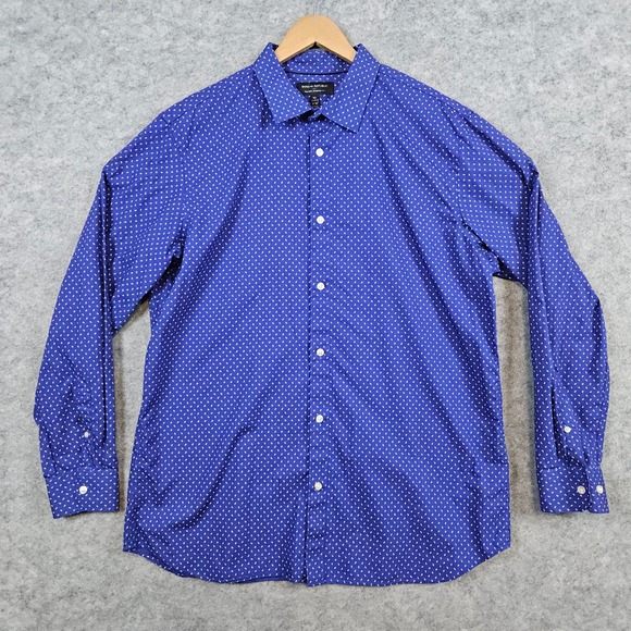 Banana Republic Men's Deep Blue Floral Dress Shirt Size XL 17-17 1/2 -‎ 35-36 - Picture 1 of 10